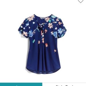 Navy floral blouse